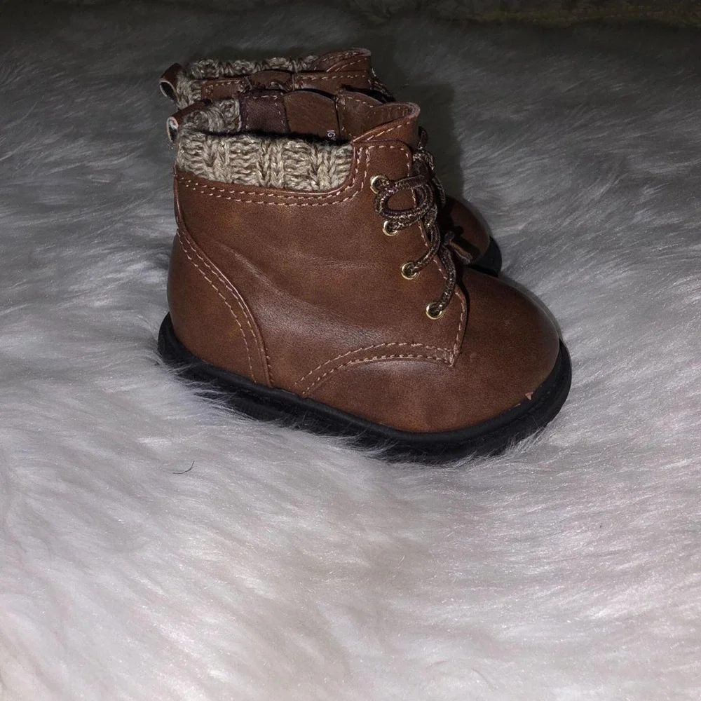 Wonder Nation Toddler Boots Size 4 Brown Ankle Zip Lace Up 1GWN40FF008